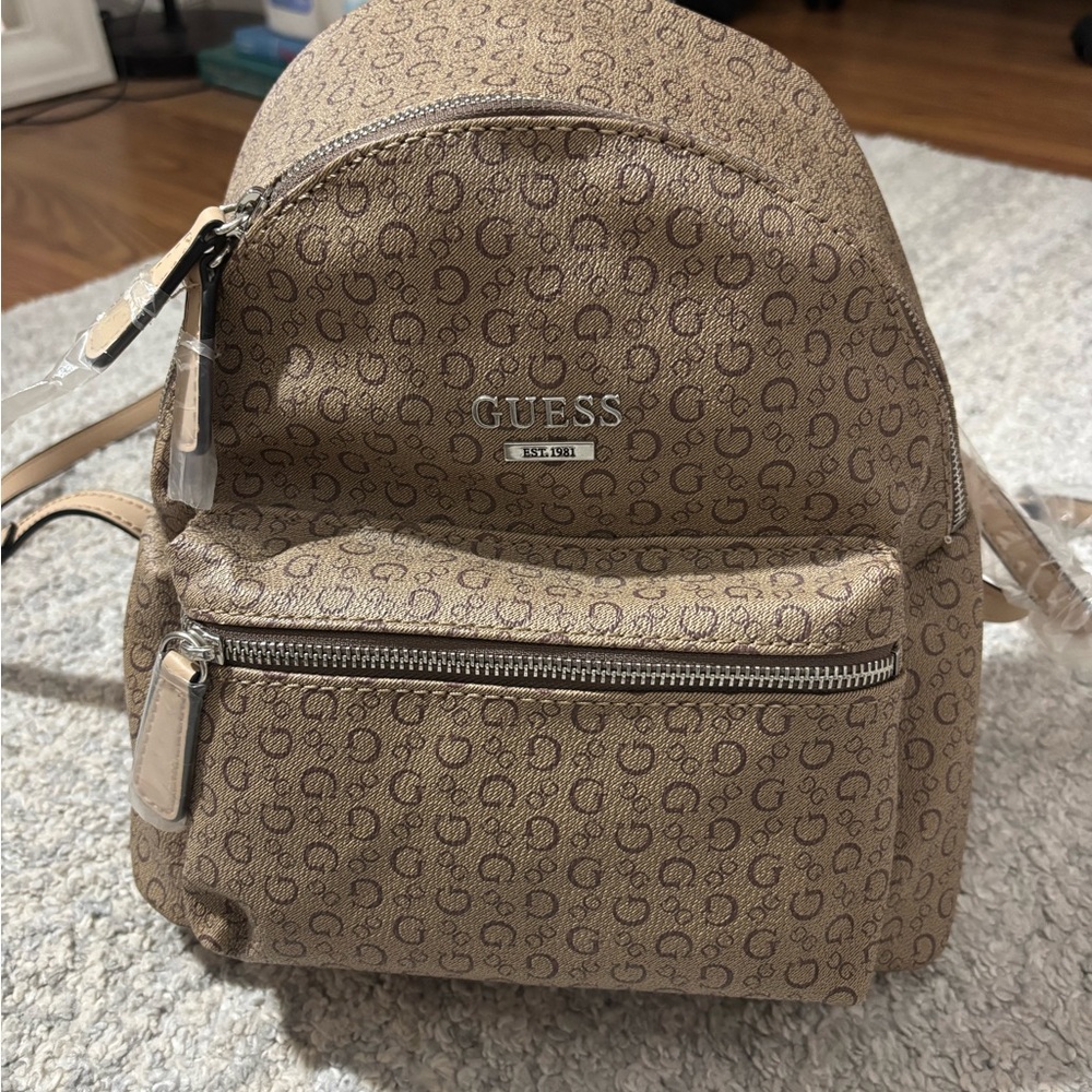 Guess Tan Monogram Backpack